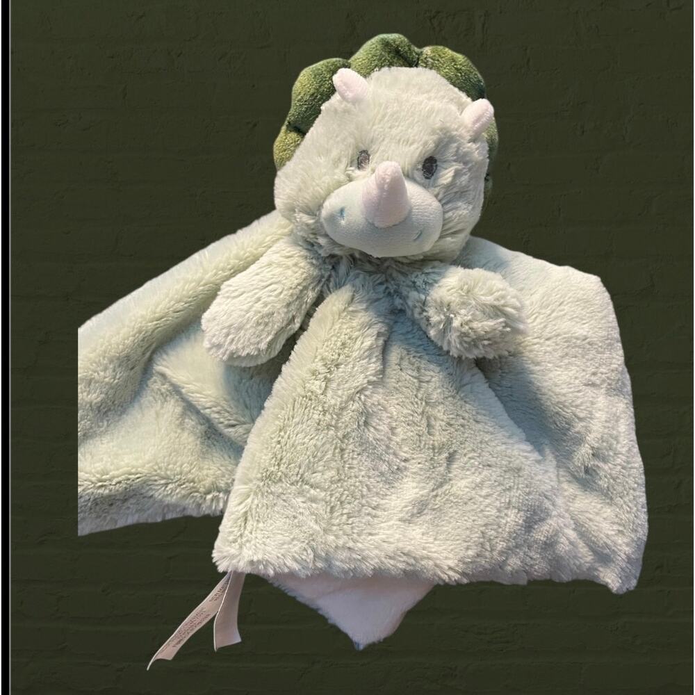 13" K Luxe Baby Dinosaur Lovey Security Blanket Rattle Kellytoy Green Plush Gift